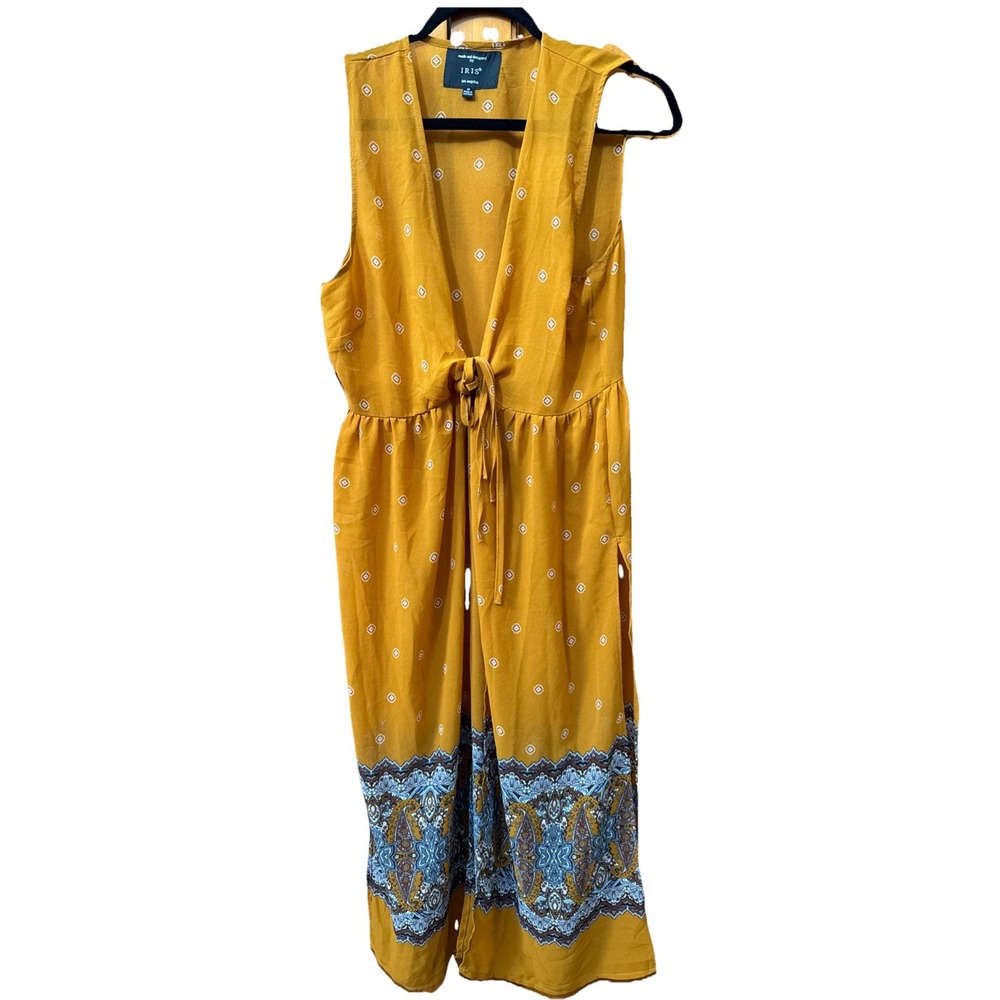 Iris Bright Mustard Yellow Coverup Kimono Beachy Festival Colorful Size M